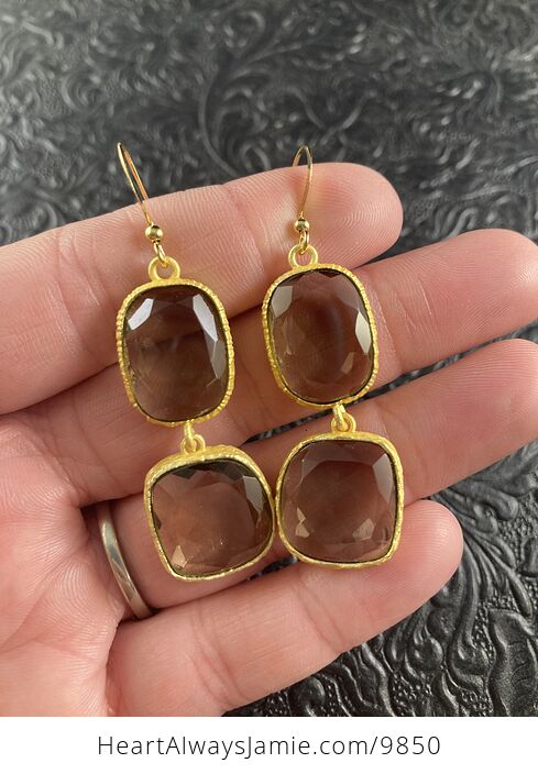 Faceted Smoky Quartz Dangle Crystal Earrings Jewelry - #CaJknV0yBrE-2