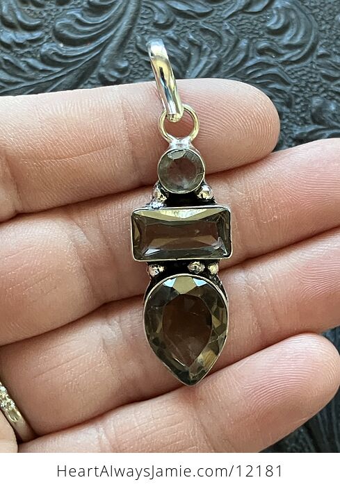 Faceted Smoky Quartz Stone Jewelry Crystal Pendant - #fuNb7lDxjew-2