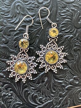 Faceted Yellow Citrine Gem Stone Jewelry Crystal Earrings #DjDmQTAGBi4