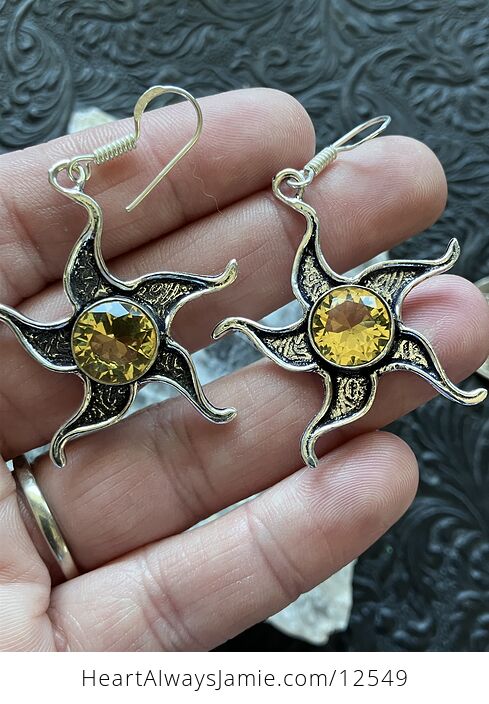 Faceted Yellow Citrine Starfish Dangle Stone Crystal Jewelry Earrings - #8k5gm4RWNP4-2