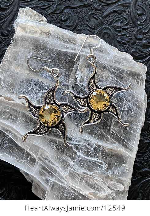 Faceted Yellow Citrine Starfish Dangle Stone Crystal Jewelry Earrings - #8k5gm4RWNP4-1