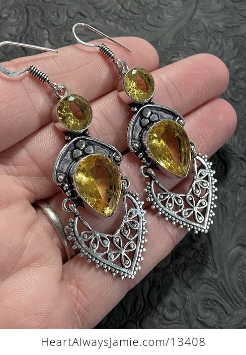 Faceted Yellow Gem Bohemian Styled Mandala Earrings - #ZB83GUUvMKI-5