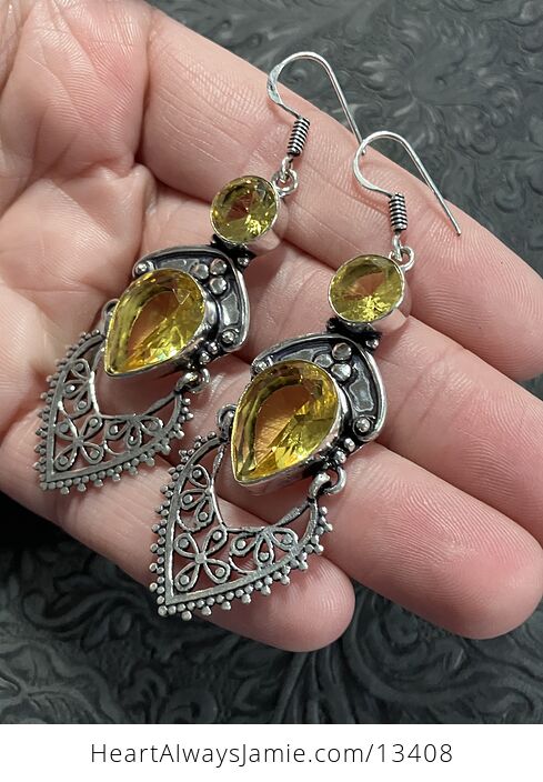 Faceted Yellow Gem Bohemian Styled Mandala Earrings - #ZB83GUUvMKI-4