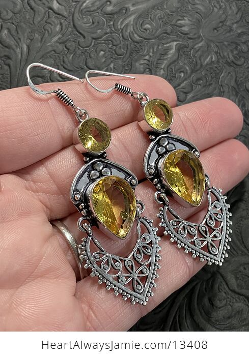 Faceted Yellow Gem Bohemian Styled Mandala Earrings - #ZB83GUUvMKI-3