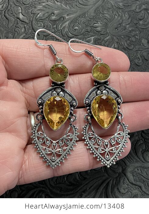 Faceted Yellow Gem Bohemian Styled Mandala Earrings - #ZB83GUUvMKI-1