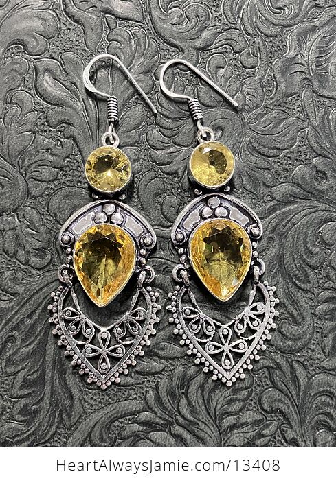 Faceted Yellow Gem Bohemian Styled Mandala Earrings - #ZB83GUUvMKI-2