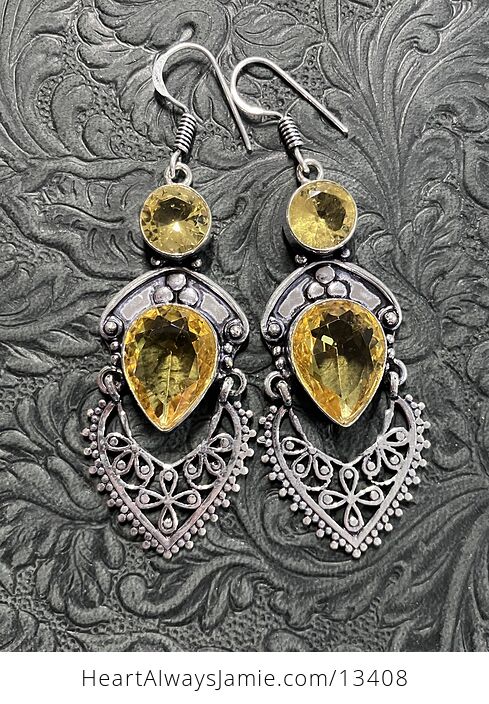 Faceted Yellow Gem Bohemian Styled Mandala Earrings - #ZB83GUUvMKI-6