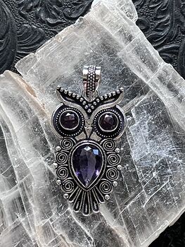 Facted Amethyst Owl Pendant Crystal Gemstone Stone Jewelry #9PzKUGO9PJk