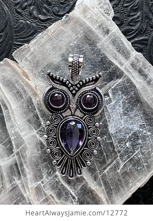 Facted Amethyst Owl Pendant Crystal Gemstone Stone Jewelry - #9PzKUGO9PJk-1