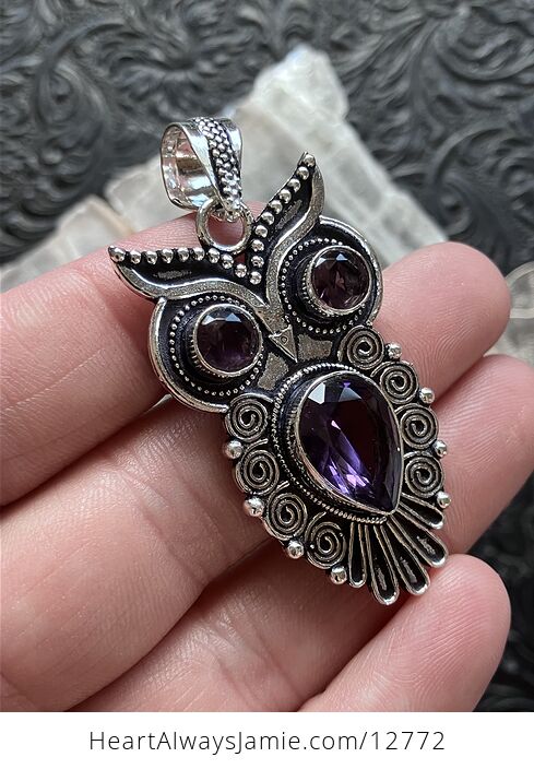 Facted Amethyst Owl Pendant Crystal Gemstone Stone Jewelry - #9PzKUGO9PJk-4