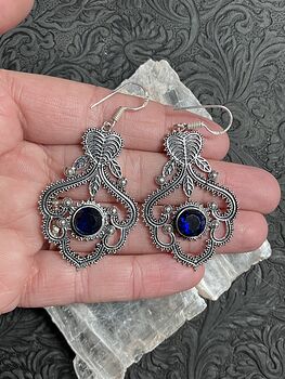 Fairy Core Bohemian Styled Ornate Leaf and Heart Earrings Stone Crystal Jewelry #gjCkBrFs3H4