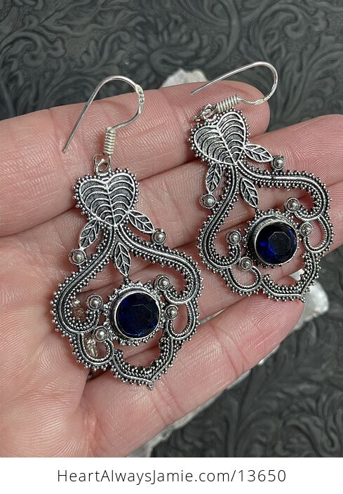 Fairy Core Bohemian Styled Ornate Leaf and Heart Earrings Stone Crystal Jewelry - #gjCkBrFs3H4-3