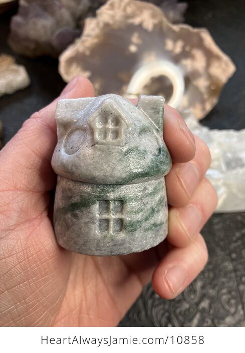 Fairy Mushroom House Carved in Xiu Yan Jade Crystal Stone - #XkPpLMHu2Zs-1
