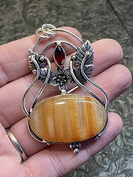 Fairy Nature Themed Orange Sardonyx Crystal Stone Pendant Charm #t8JtgYWX9fo