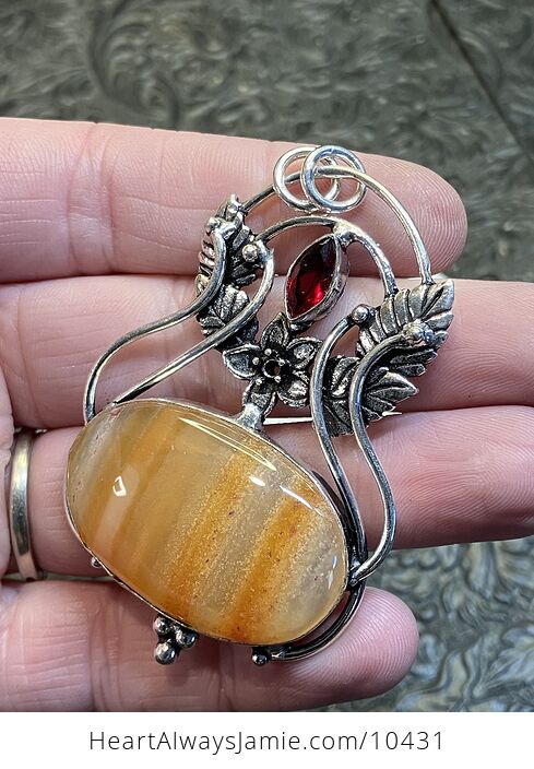 Fairy Nature Themed Orange Sardonyx Crystal Stone Pendant Charm - #t8JtgYWX9fo-4