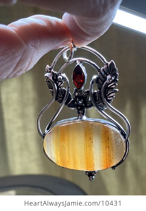 Fairy Nature Themed Orange Sardonyx Crystal Stone Pendant Charm - #t8JtgYWX9fo-6