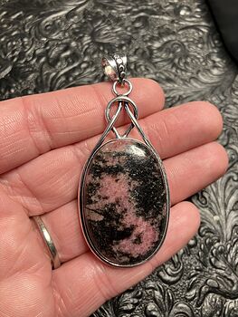 Fairy or Wiccan Themed Rhodonite Crystal Stone Pendant Charm #RXbLbcBBHCo