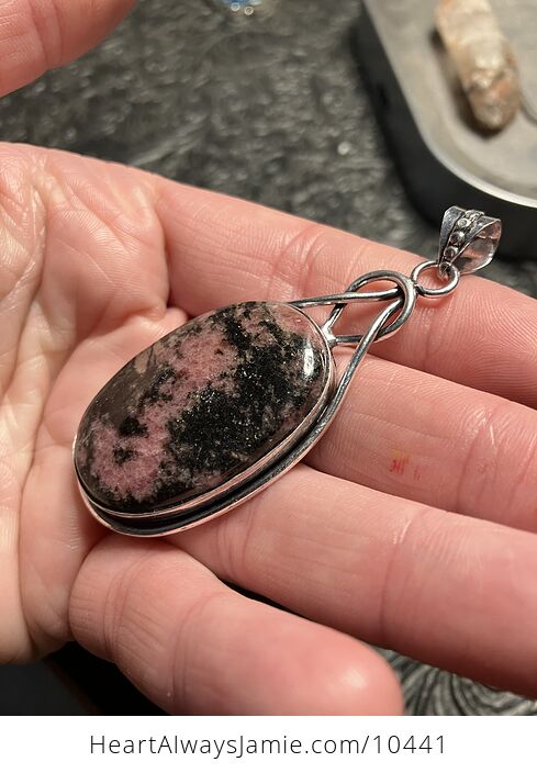 Fairy or Wiccan Themed Rhodonite Crystal Stone Pendant Charm - #RXbLbcBBHCo-3