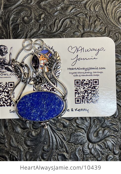 Fairy Themed Blue Lapis Lazuli Crystal Stone Pendant Charm - #75jzzCEk15E-7