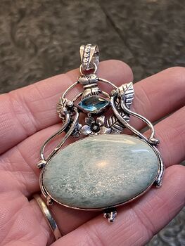 Fairy Themed Floral Butterfly Flashy Amazonite Crystal Stone Pendant Charm #LBjkFrmhLvE