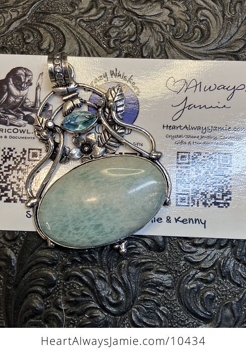 Fairy Themed Floral Butterfly Flashy Amazonite Crystal Stone Pendant Charm - #LBjkFrmhLvE-6