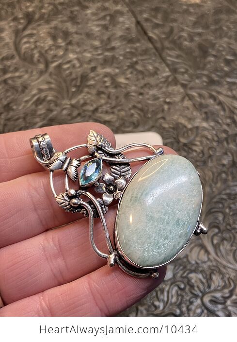 Fairy Themed Floral Butterfly Flashy Amazonite Crystal Stone Pendant Charm - #LBjkFrmhLvE-4