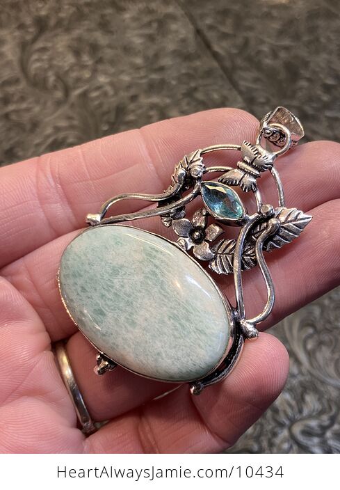 Fairy Themed Floral Butterfly Flashy Amazonite Crystal Stone Pendant Charm - #LBjkFrmhLvE-3