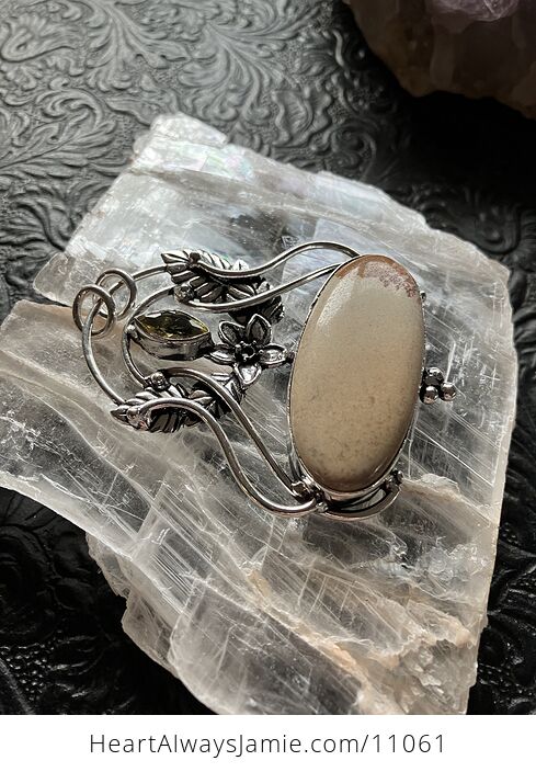Fairy Themed Picture Jasper and Faceted Yellow Crystal Stone Pendant Charm - #tG8eXnpClZE-3