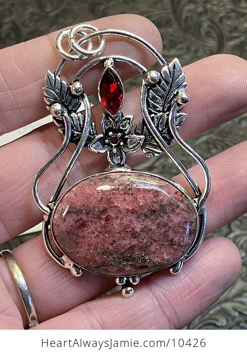 Fairy Themed Rhodonite Crystal Stone Pendant Charm - #IgpqyL4L0nw-1