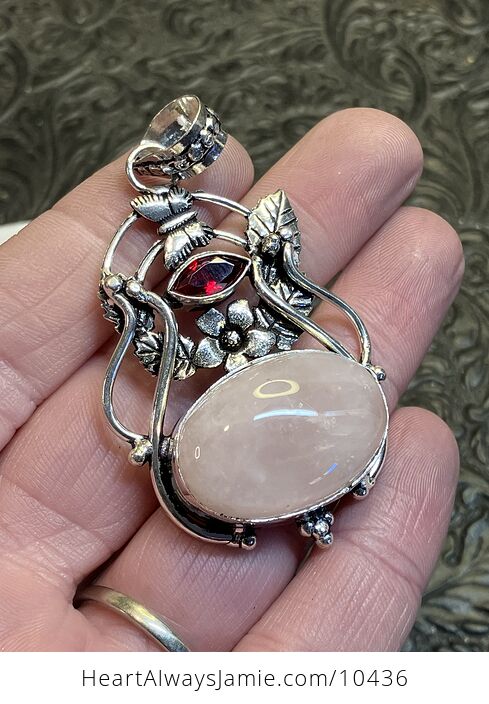Fairy Themed Rose Quartz and Butterfly Crystal Stone Pendant Charm - #qX2XuO01K6M-2