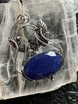 Fairy Themed Sapphire Blue Stone and Labradorite Crystal Pendant Charm #1CmjHeIGLw8