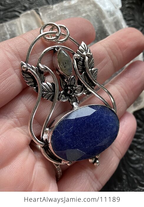 Fairy Themed Sapphire Blue Stone and Labradorite Crystal Pendant Charm - #1CmjHeIGLw8-4