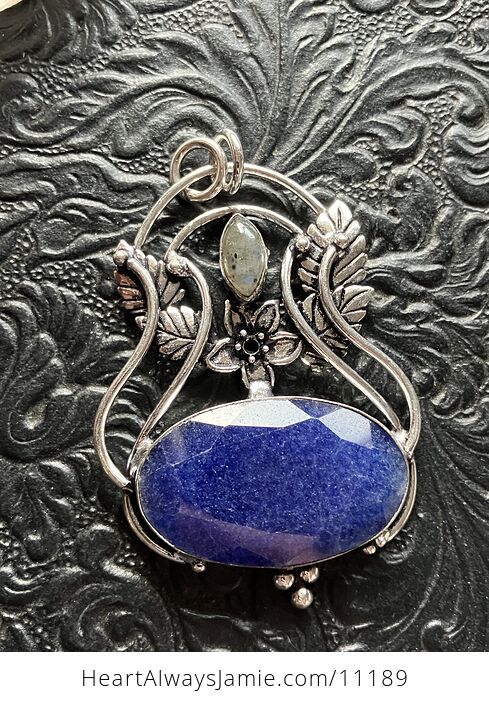 Fairy Themed Sapphire Blue Stone and Labradorite Crystal Pendant Charm - #1CmjHeIGLw8-6