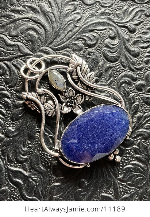Fairy Themed Sapphire Blue Stone and Labradorite Crystal Pendant Charm - #1CmjHeIGLw8-7