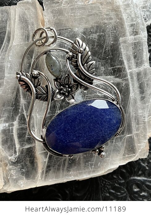 Fairy Themed Sapphire Blue Stone and Labradorite Crystal Pendant Charm - #1CmjHeIGLw8-1