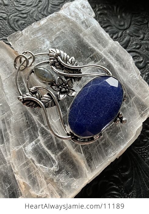 Fairy Themed Sapphire Blue Stone and Labradorite Crystal Pendant Charm - #1CmjHeIGLw8-2