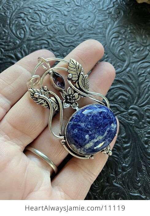 Fairy Themed Sodalite and Faceted Amethyst Gem Crystal Stone Pendant Charm - #NdpFVi0tPGc-3