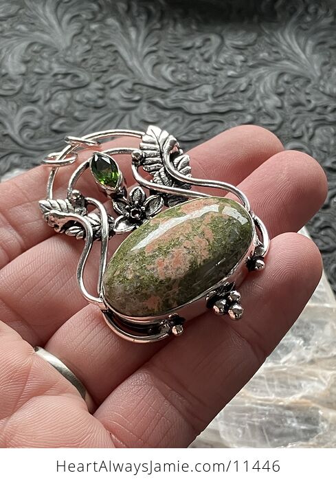 Fairy Themed Unakite and Faceted Peridot Gem Crystal Stone Pendant Charm - #cy3eVcvQvlU-3