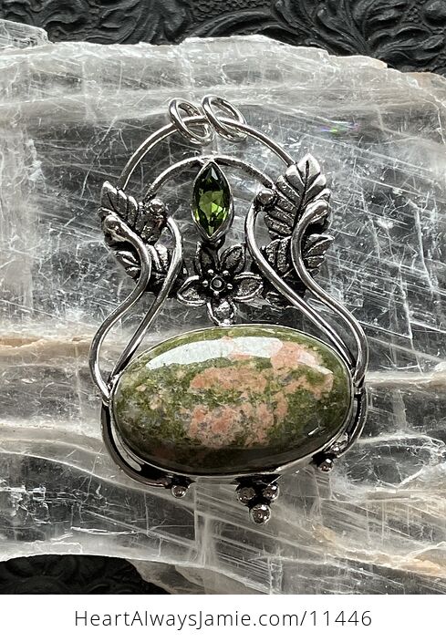 Fairy Themed Unakite and Faceted Peridot Gem Crystal Stone Pendant Charm - #cy3eVcvQvlU-6