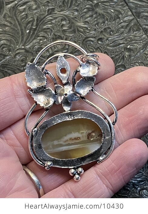 Fairy Themed Yellow Agate Pendant with Flower and Leaves - #ZBLJzFC4ib0-6