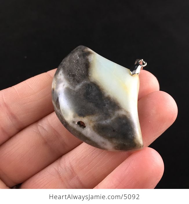 Fan Shaped Amazonite Jasper Stone Jewelry Pendant - #Ytnv6NLLrJk-3