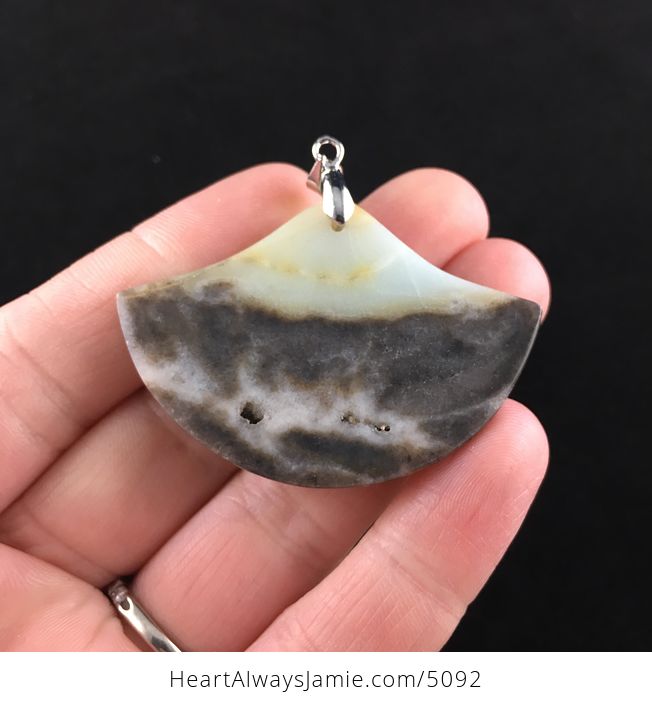 Fan Shaped Amazonite Jasper Stone Jewelry Pendant - #Ytnv6NLLrJk-6