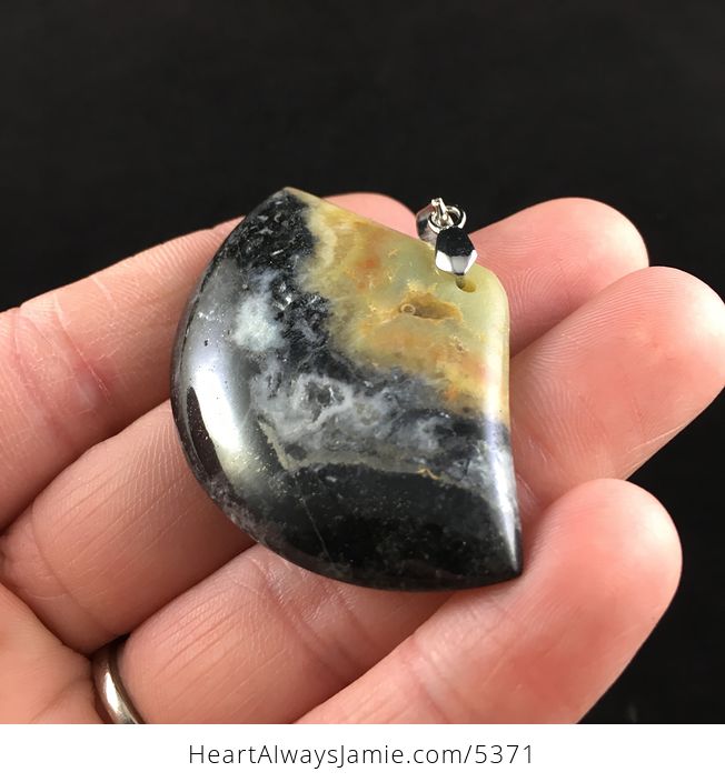 Fan Shaped Amazonite Stone Jewelry Pendant - #YLWRLcDntmE-3