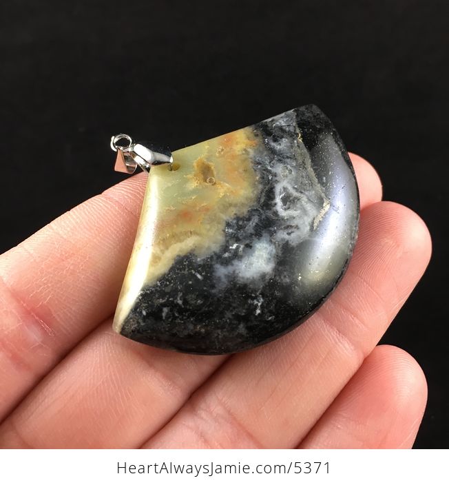 Fan Shaped Amazonite Stone Jewelry Pendant - #YLWRLcDntmE-4