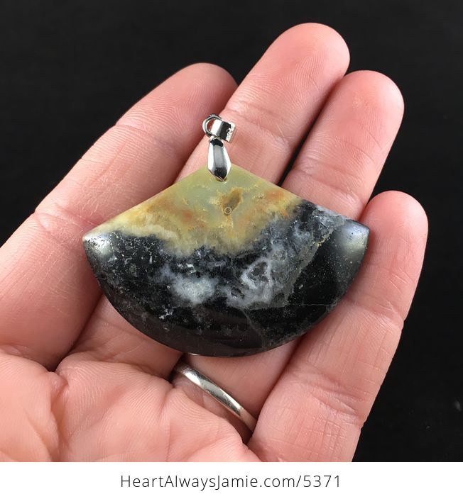Fan Shaped Amazonite Stone Jewelry Pendant - #YLWRLcDntmE-1