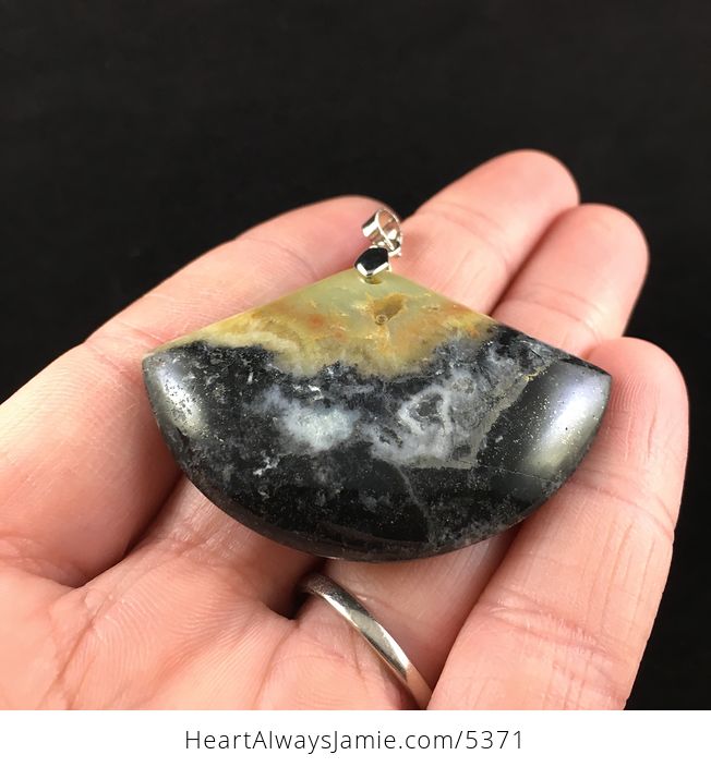 Fan Shaped Amazonite Stone Jewelry Pendant - #YLWRLcDntmE-2
