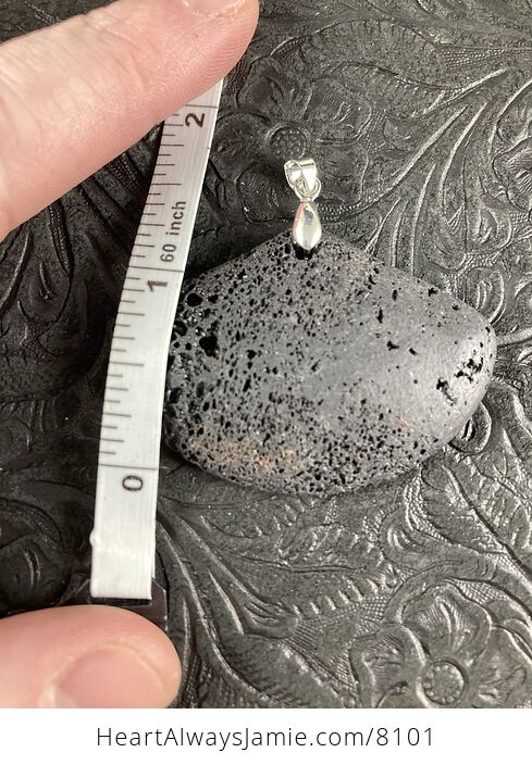 Fan Shaped Black Lava Rock Vesuvianite Pendant Stone Jewelry - #Cy2Lhfesyzk-5