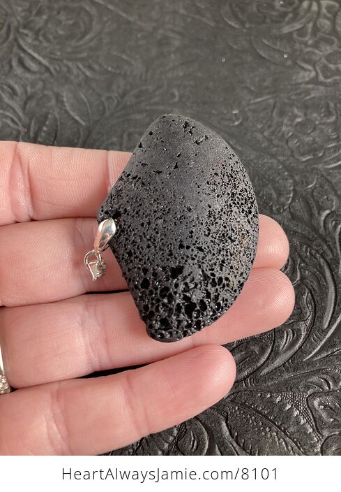 Fan Shaped Black Lava Rock Vesuvianite Pendant Stone Jewelry - #Cy2Lhfesyzk-7