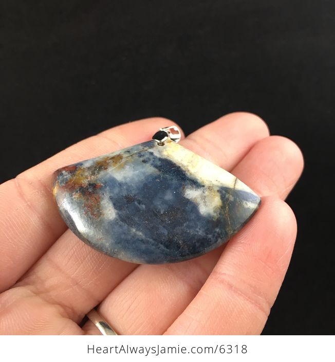 Fan Shaped Blue Jasper Stone Jewelry Pendant - #MwIp9OtbGnM-2