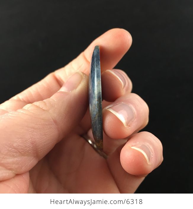 Fan Shaped Blue Jasper Stone Jewelry Pendant - #MwIp9OtbGnM-5
